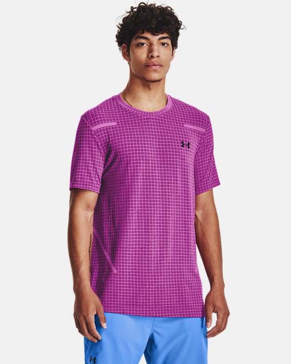 Men's UA Seamless Grid Short Sleeve, Purple, pdpMainDesktop image number 0